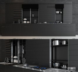 現代簡約廚房用品組合 臺盆、電磁爐與灶臺的3D模型及維修指南